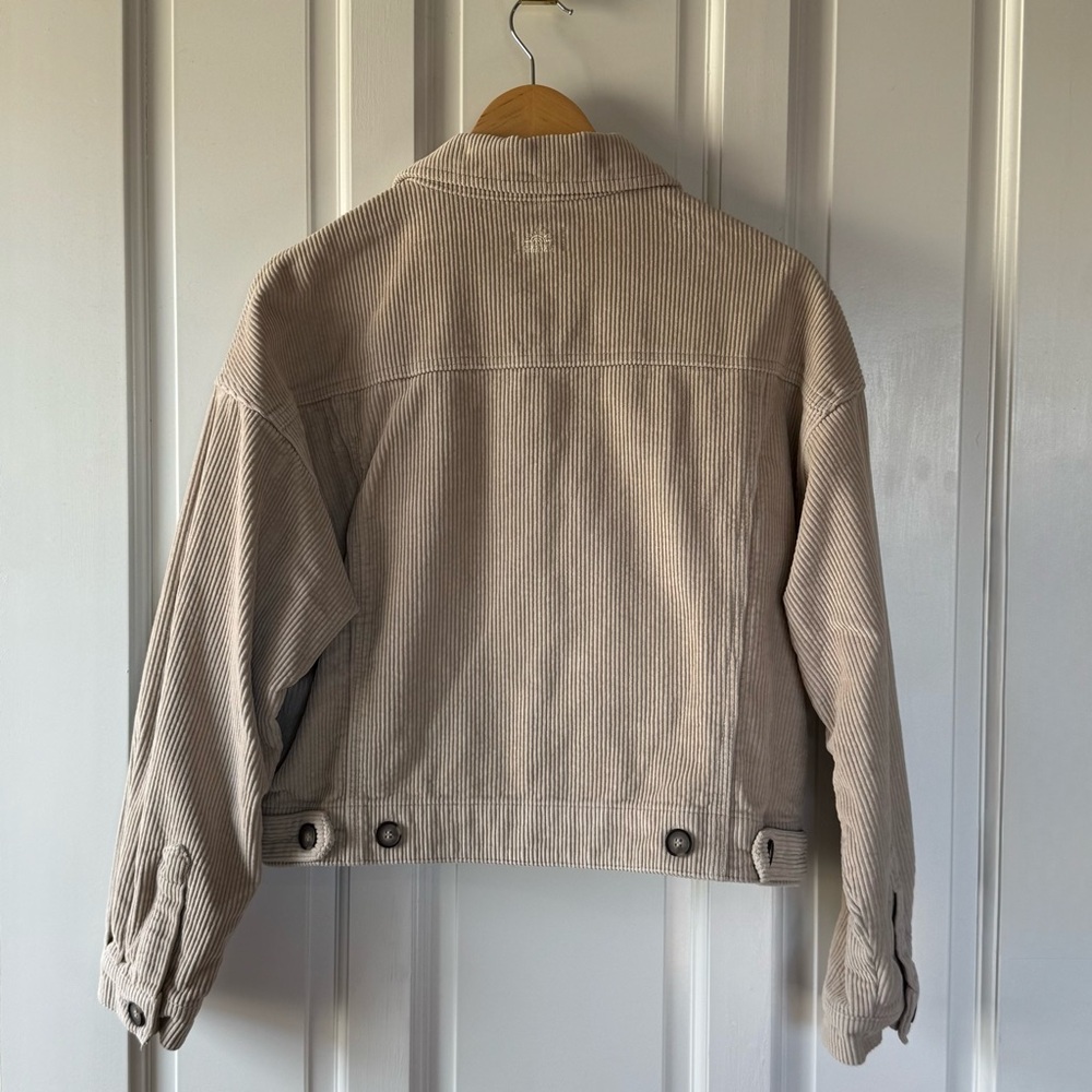 Ghanda Women's Tan Cropped Neutral Corduroy Jacket EUC - Sz S - Picture 3 of 8